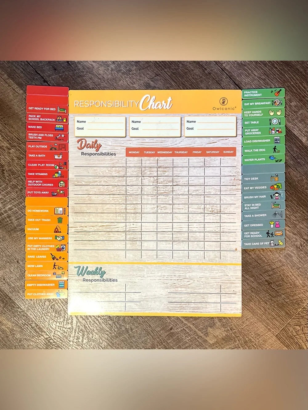 Owlconic Magnetic Responsibility Chore Chart 40 Task Magnets Dry Erase